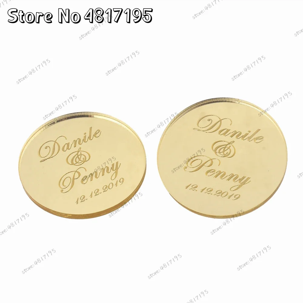 20/50/100Pcs Custom Name Baby Baptism Decoration Gift Personalized Birthday Cake Gift Engraved Mirror Acrylic Wedding Party Tags