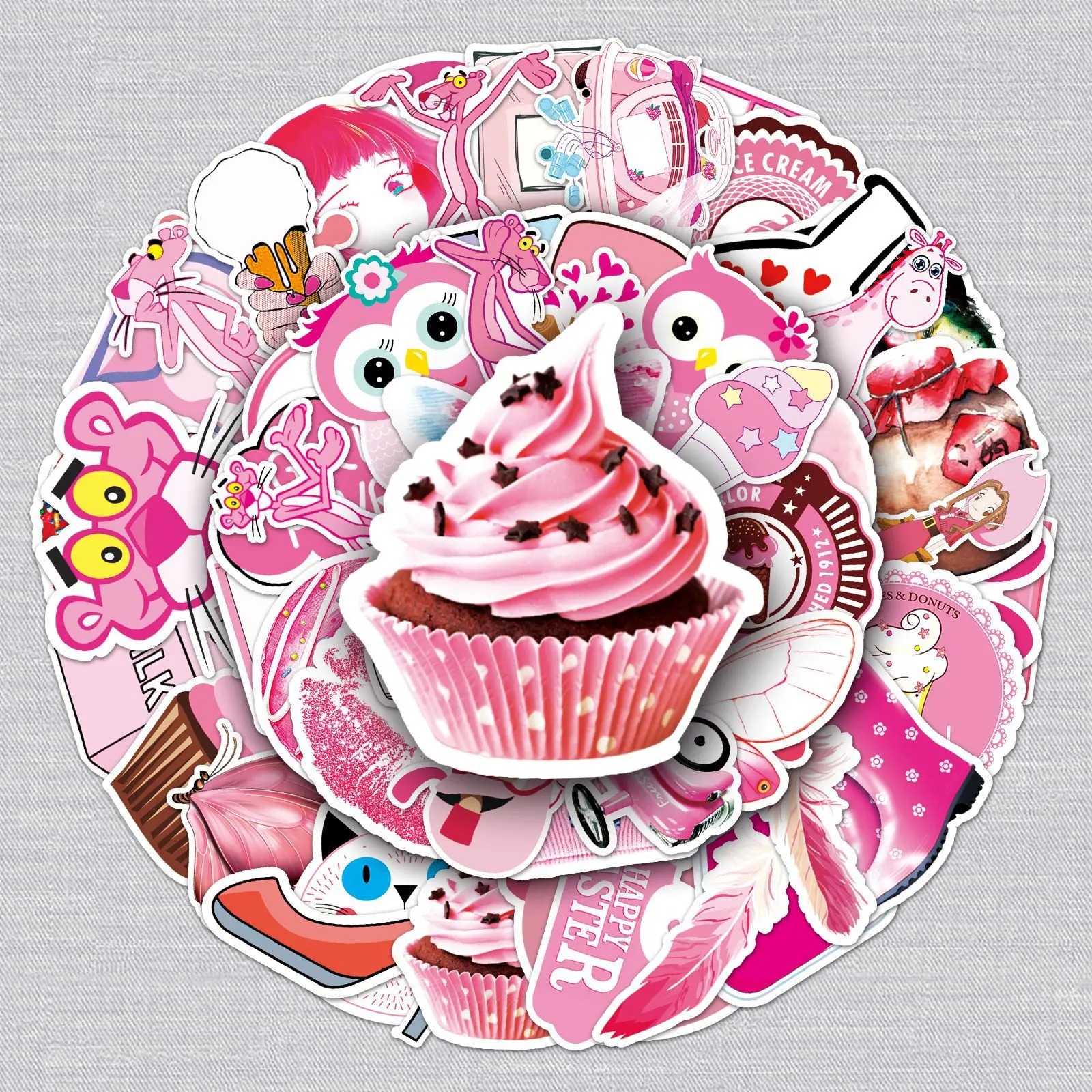 

wholesale Sticker Factory 54 Stylish Pink Series Graffiti Luggage Locomotive Scooter Waterproof Mobile Phone Car