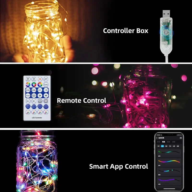 Smart Fairy String Lights Indoor lights APP & Remote Control Music Sync LED String Lights Bluetooth Color Changing String Lights