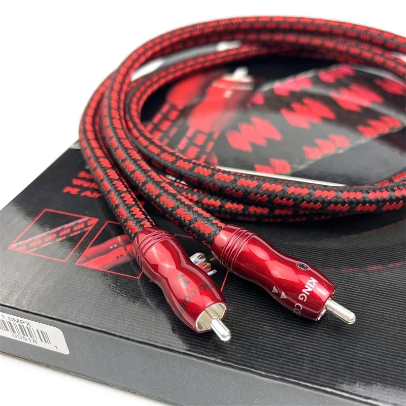 Audiofilski kabel King Cobra RCA PSC+ Copper HiFi Audio Interconnect Line z pudełkiem