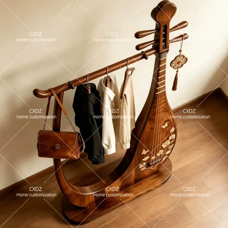 North American Black Walnut Solid Wood Coat Rack Household New Chinese Style Pipa Display Stand Light Luxury High End