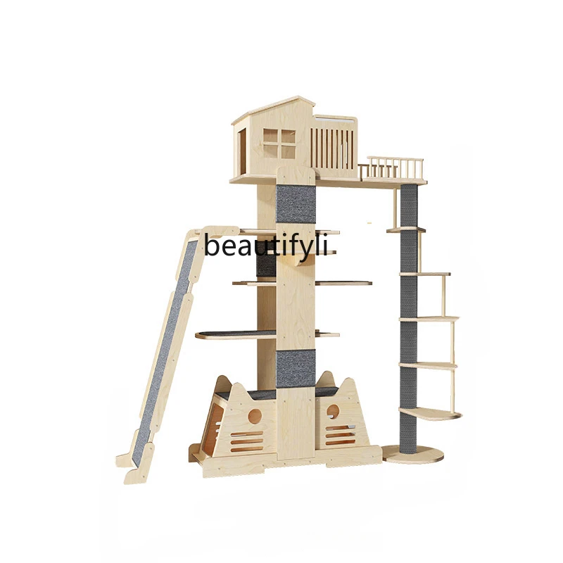 Solid Wood CatClimbing Frame Large Space Capsule Tree Small Cat Nest Villa Luxury Scratch Board through Tianzhu Jumping Platform