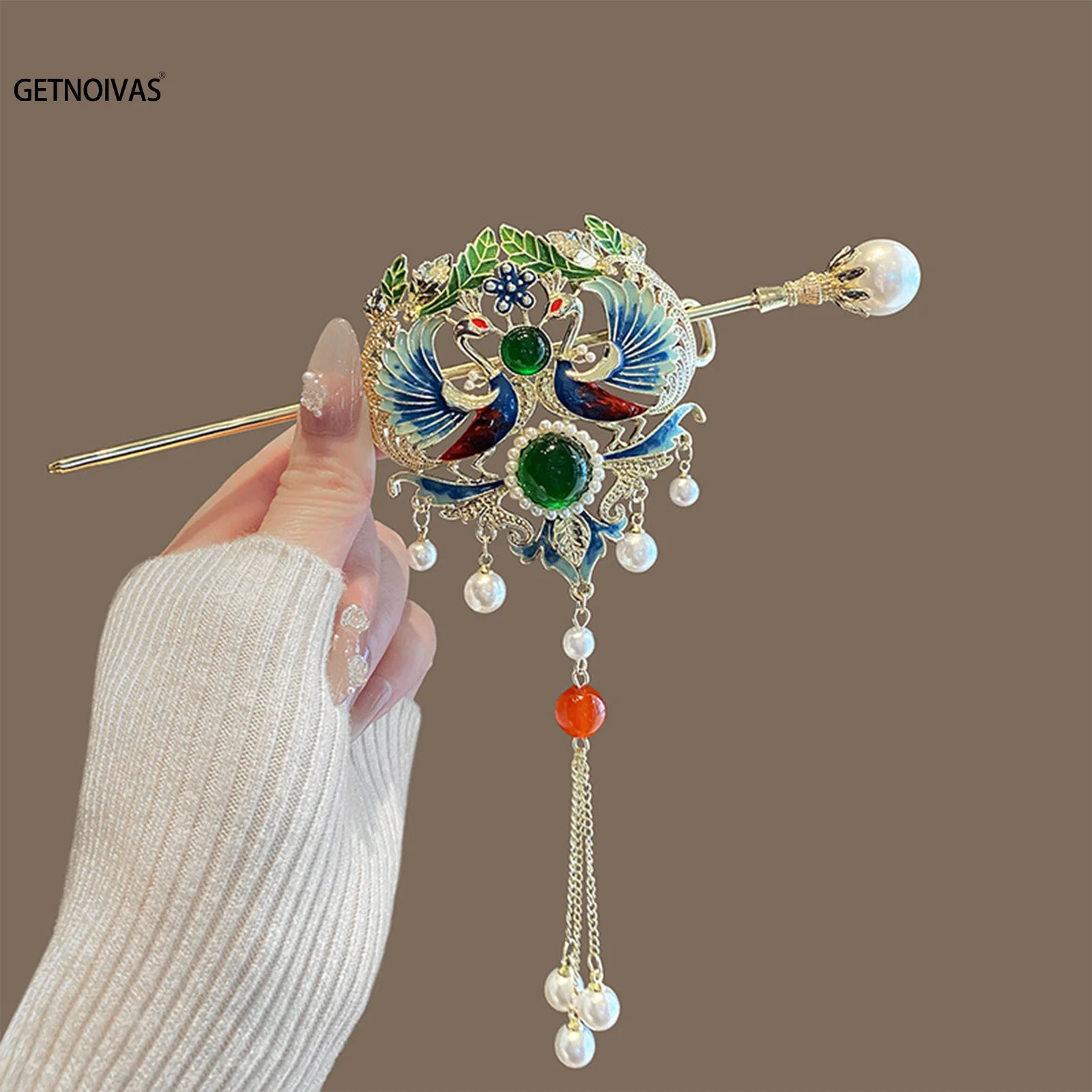

Womens Hairsticks Metal Hairpin Women Luxury Pearl Hair Sticks With Tassel Vintage Hanfu Matching Hair Accessories Retro Crowns