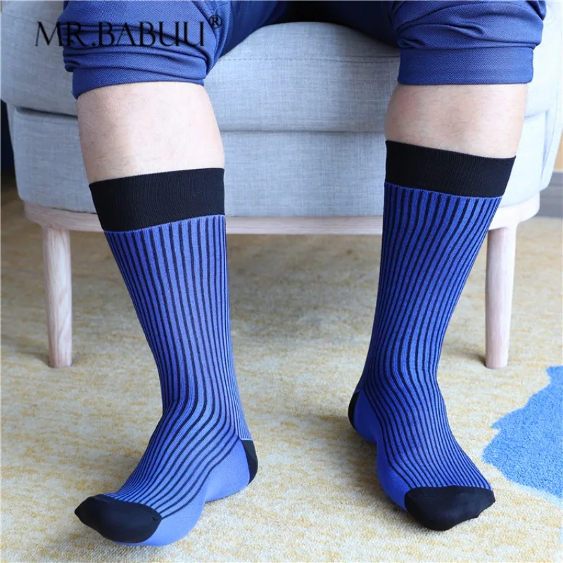 Blue and Black Stripes in The Tube Business Men's Socks Men's Formal Elastic Fashion All-match Thin Cotton Socks