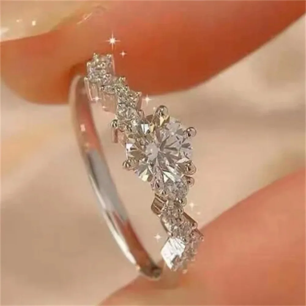 925 Sterling Silver Ring Flowers Zircon Open Size Engagement Rings for Women Wedding Ring Party Fashion Nice Jewelry Gift