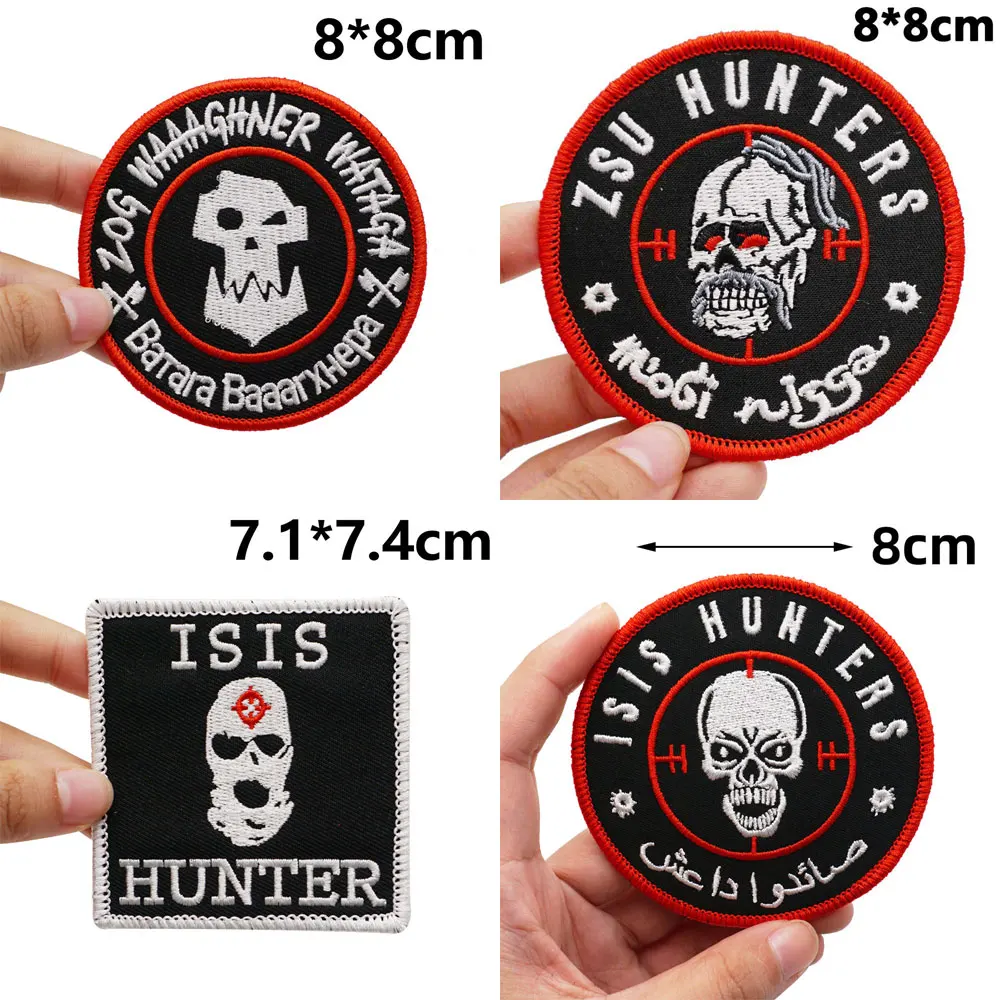 ZSU HUNTER patchs de broderie tactiques pour sacs à dos et vêtements accessoires militaires avec support à crochet ou à coudre
