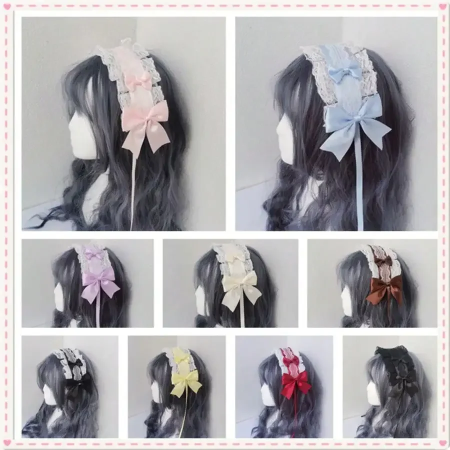 

[Lolita Style] Multi-Color Bow Headband For Women, Cute Decorative Hair Accessory, Sweet & Fashionable Hair Hoop, Handmade Lolit