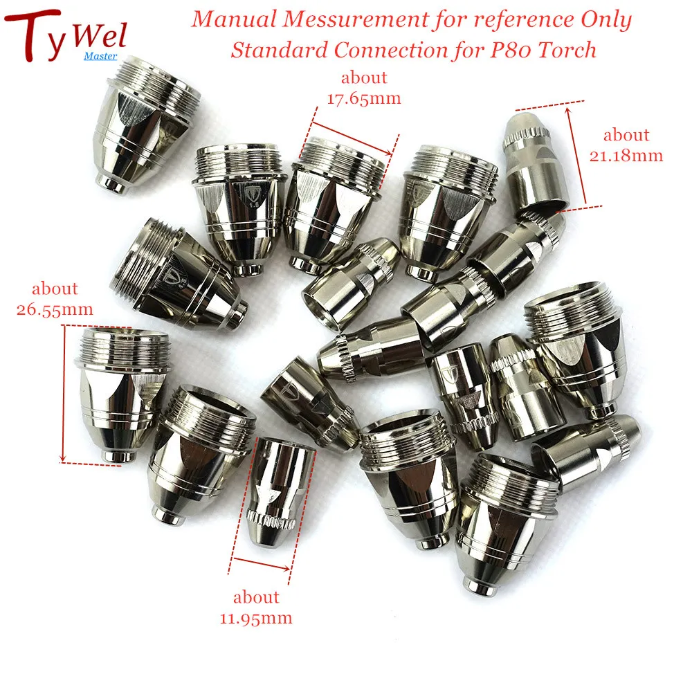 20pcs Premium P80 Plasma Cutting Torch Consumable Cutting 60A 80A 100A P80 CNC Plasma Torch Tip Electrode Nozzle