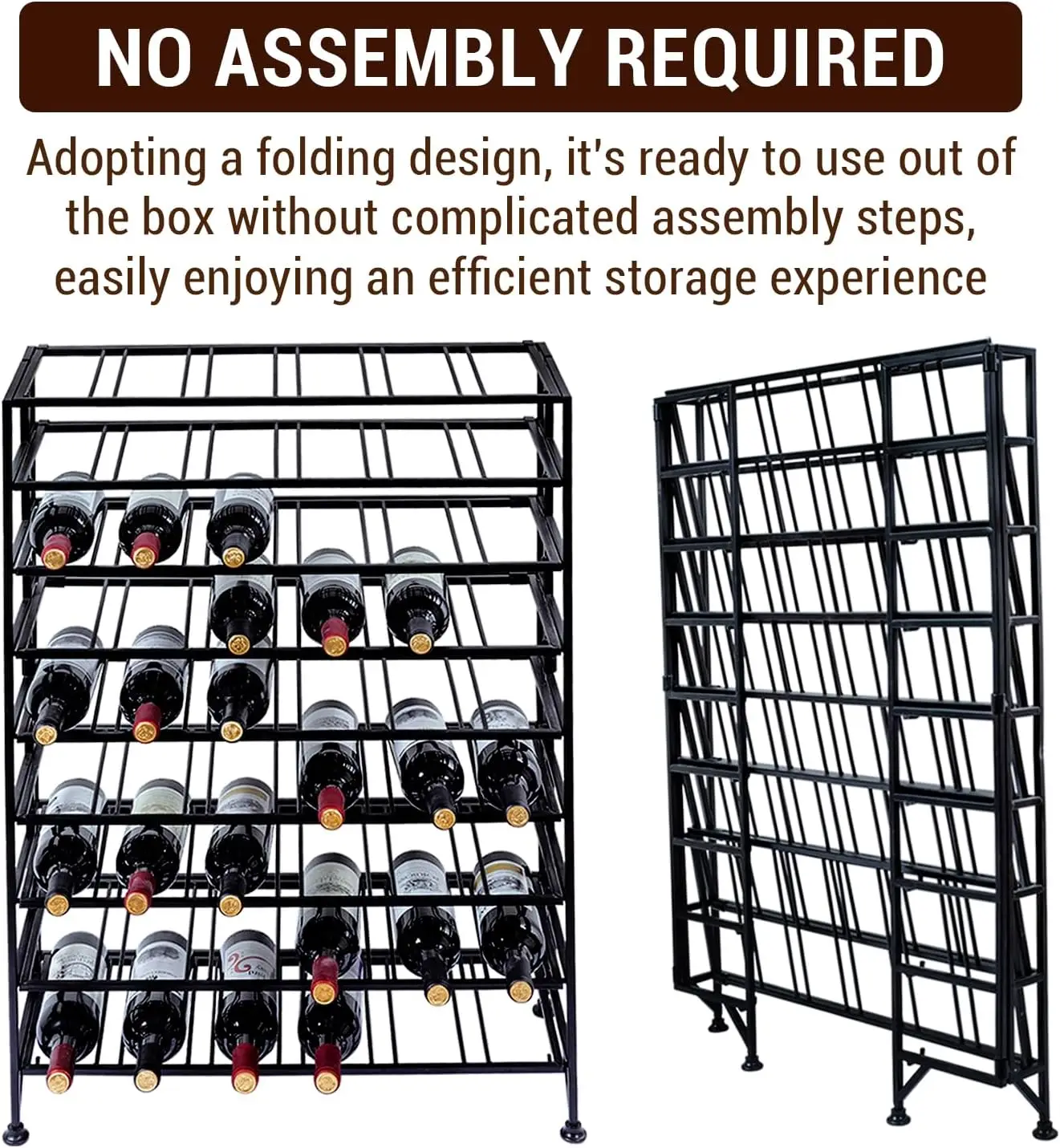 9 Tier Gray Metal Freestanding Wine Rack No Assembly Required Wine Storage Stand Holds Up to 54 Bottles for Home Bar Kitchen Cellar