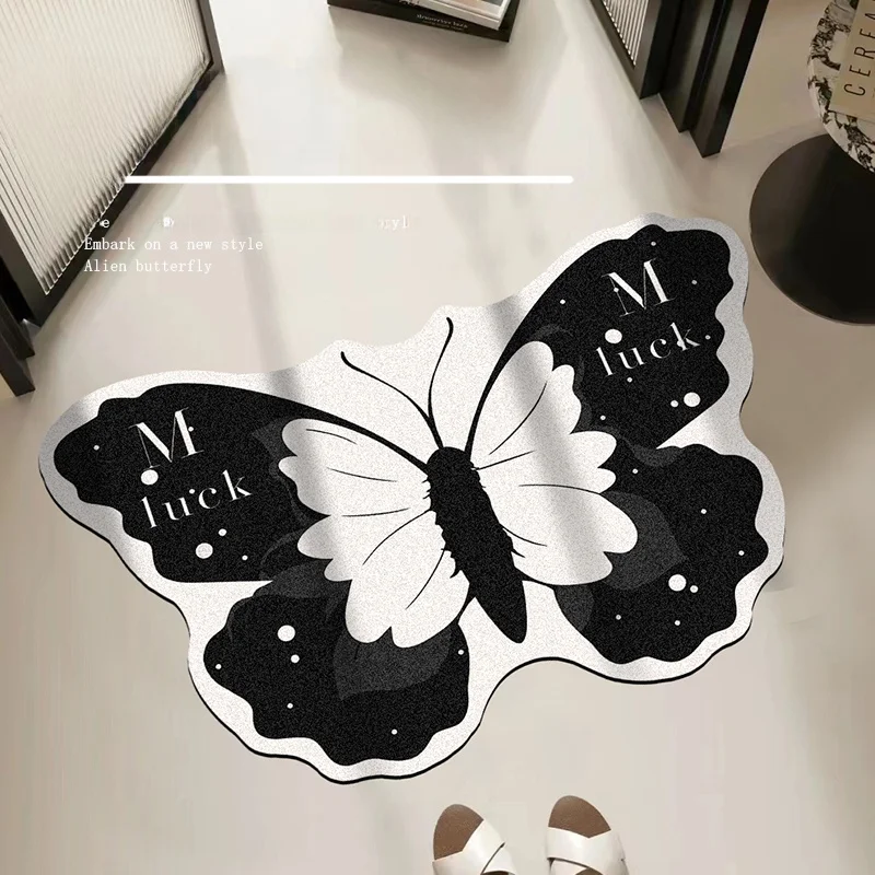 

aped Batoom Mat High Absorbency Anti Slip Toilet Entrance Door Mat Silicon Dendroid Carpet Home Decor Rug