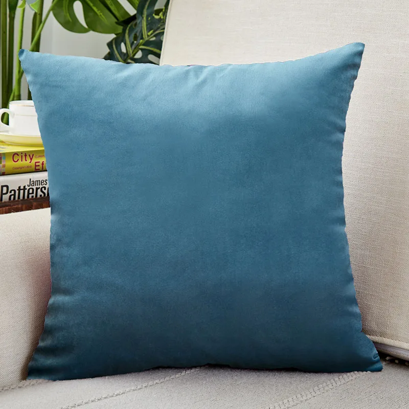 Blue Pillow Cover Soft Velvet Sofa Cushion Cover 45X45 Home Hotel Office Waist Decor Throw Pillow Case Cover