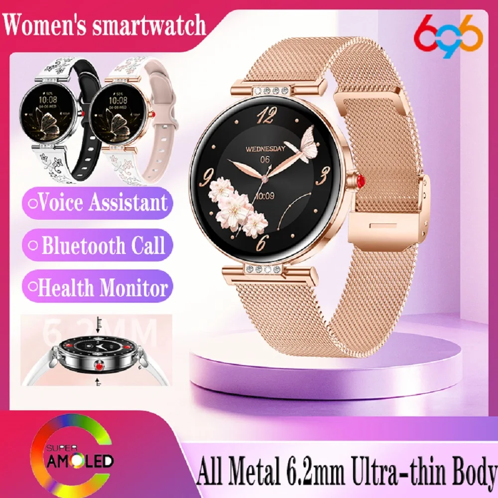 

Smartwatch Lady Amoled Screen 6.2mm Ultra-thin All Metal Case BT Call Smart Watch Information Push Women's Health Monitor Sports