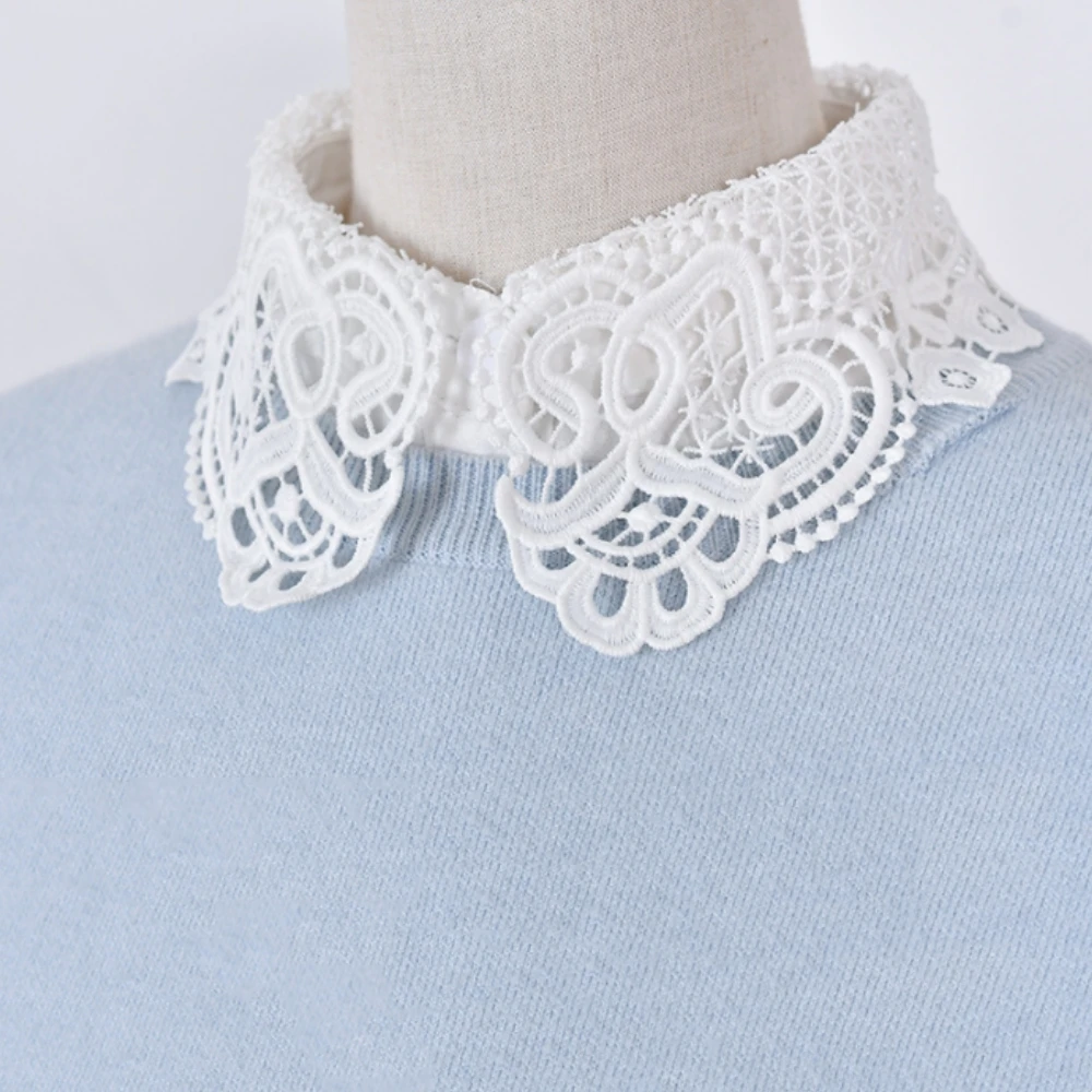 إكسسوارات الملابس ذاتية الصنع أنيقة عتيقة من الدانتيل ديكي مطوي بياقة بيتر بان قابلة للتنفس للنساء للاستخدام اليومي #6
