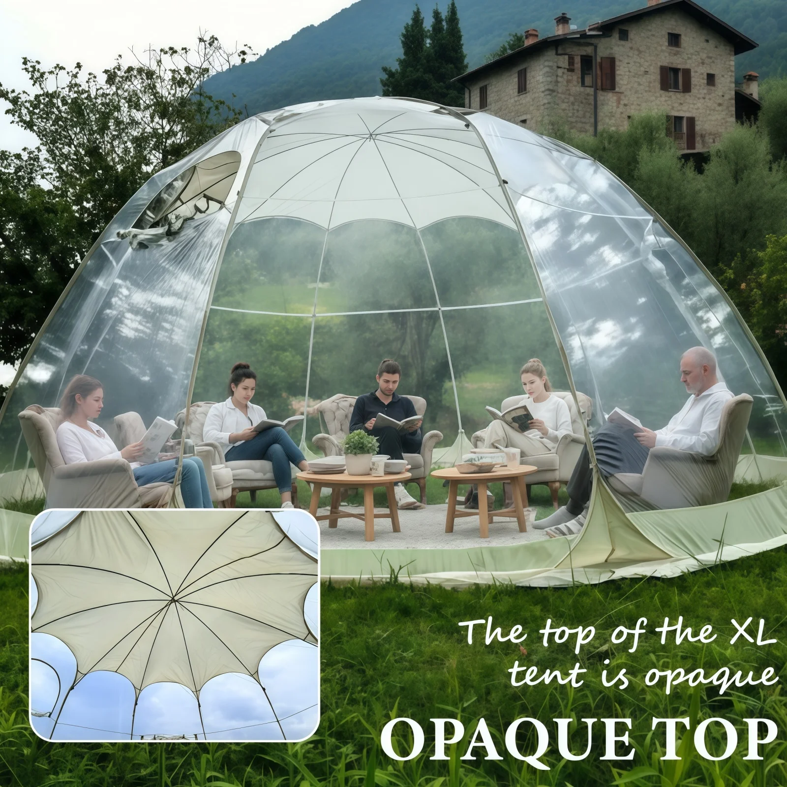 

Large Quick-Set Bubble Tent Portable Outdoor Igloo Extreme Cold Resistant Winter Shelter for Camping And Backyard Use