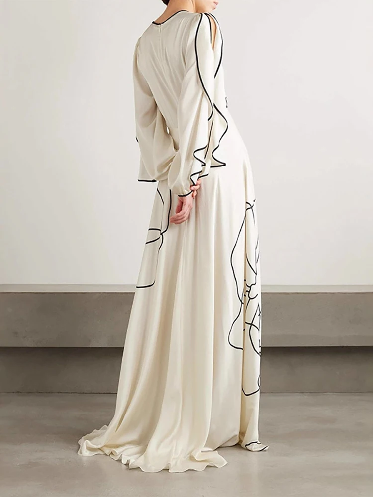 

Элегантное летнее платье макси с цветовыми блоками, оборками и расклешенным подолом, сексуальное, с вырезами на талии, весна 2026, модное женское праздничное платье с круглым вырезом