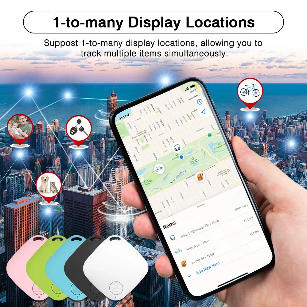 Car Smart GPS Tracker Real-Time Tracking Device Waterproof Tracker Anti Lost Reminder for Apple(ONLY) Find My App GPS Tracker