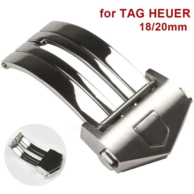 18mm 20mm Watch Buckle for TAG Heuer Calera Strap Stainless Steel Folding Clasp Double Button for Leather/silicone Watchband