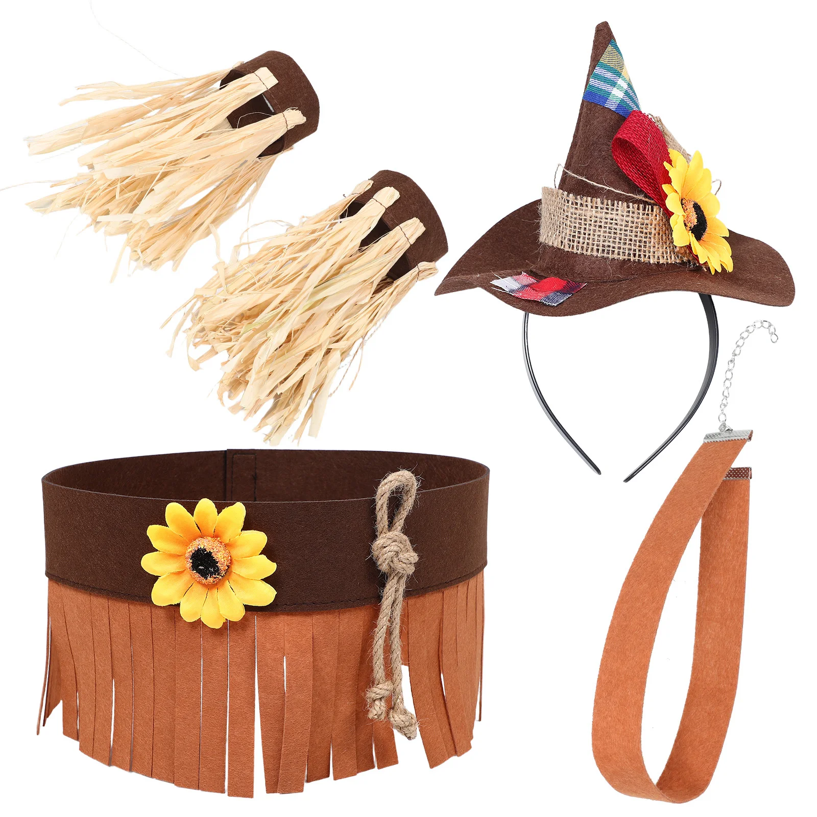 1 مجموعة فزاعة عقال ورأى معالج قبعة هالوين القش زي اكسسوارات الحفلات فزاعة القش كيت كرنفال الديكور