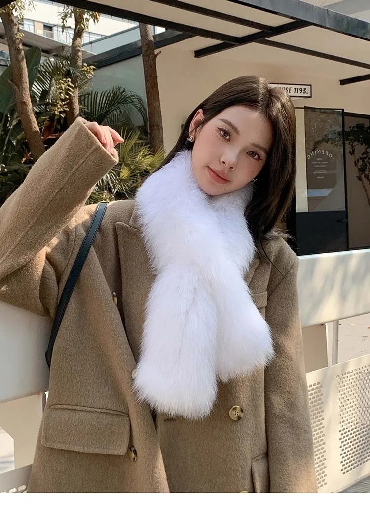 Fashion Winter Full Fur Collar Scarf Silver Fox Fur Scarf For Women Fox Hair Scarves designer neck warmer