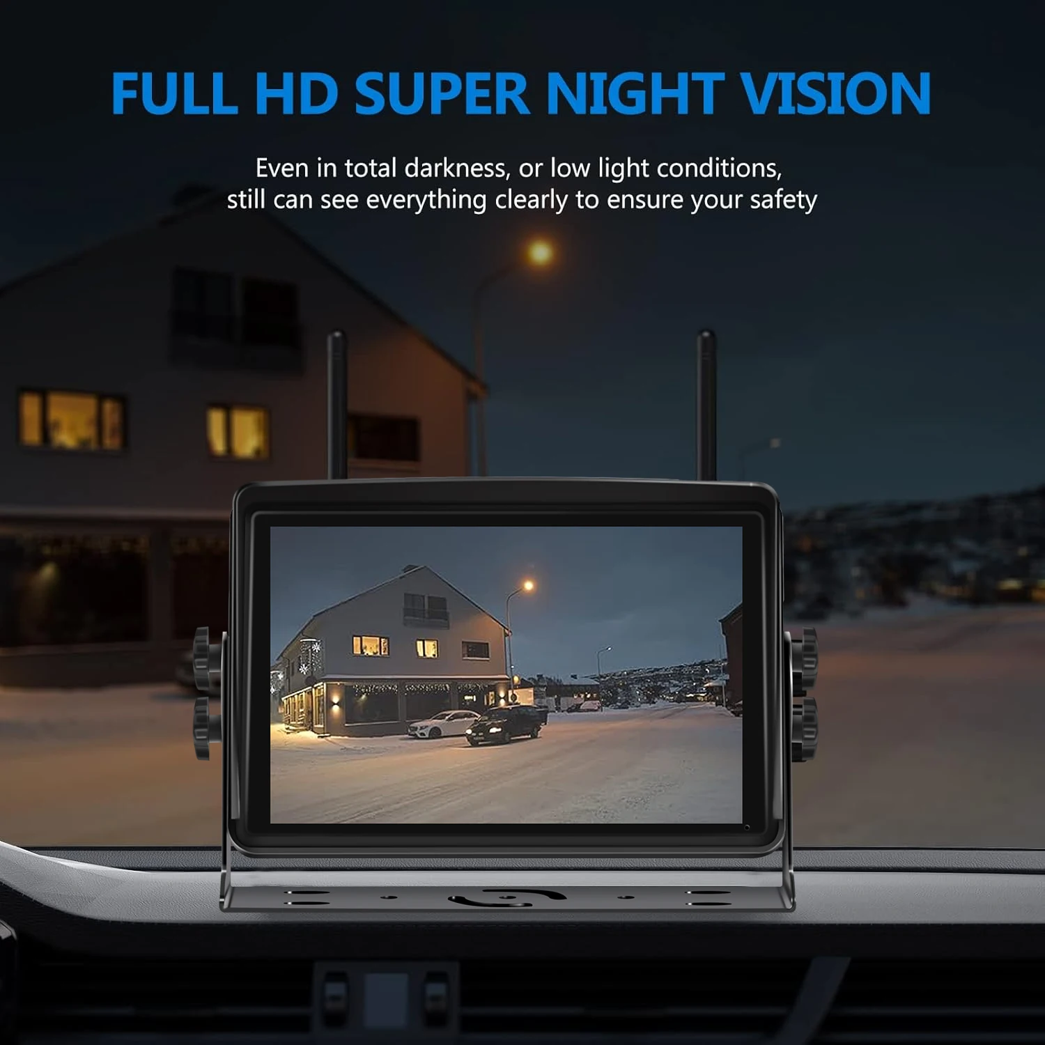 Solar Wireless Rear View Backup Camera 7'' 1080P Touch Screen DVR Monitor Magnetic Waterproof Night Vision for RV Trailer Truck