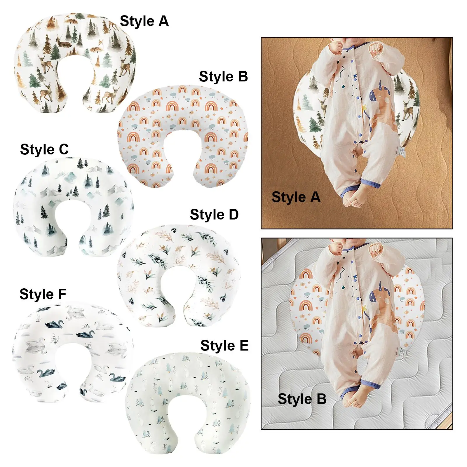 수유 베개 커버 부드러운 교체형 탈부착 가능한 인체공학적 모유 수유 베개 커버 선물용 베이비 샤워 병 수유 엄마 간호용