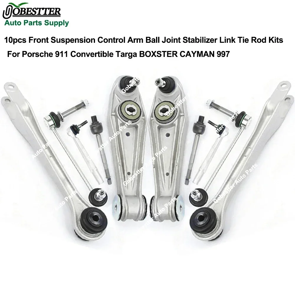 

10pcs Front Control Arm Stabilizer Link Tie Rod Kits For Porsche 911 Convertible BOXSTER CAYMAN 997 987 99734105300 99734104300