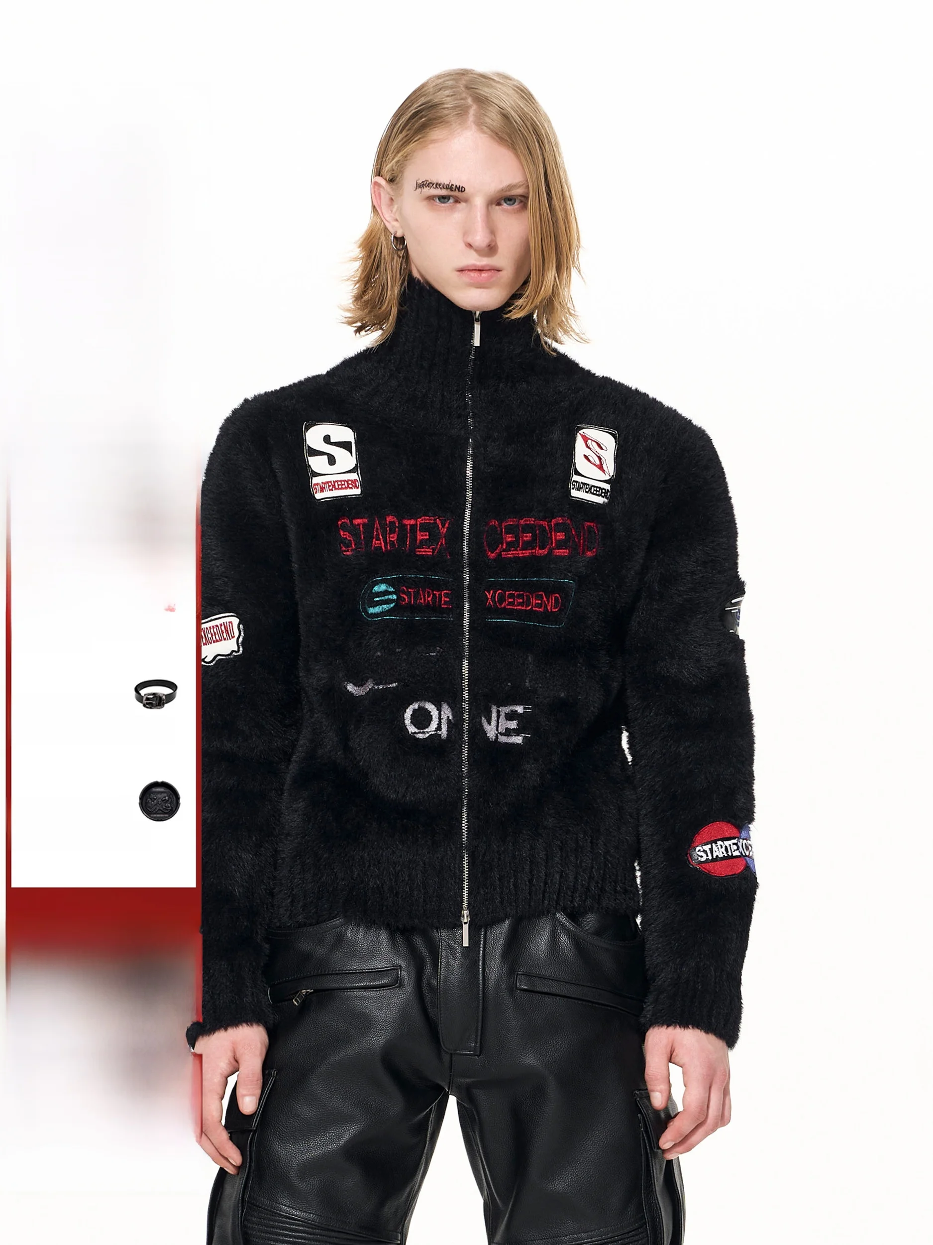 

Men's Knitted Cardigan Sweater Autumn Winter Embroidered Print Base Layer irt Stand Collar Racing Car Pattern Warmth