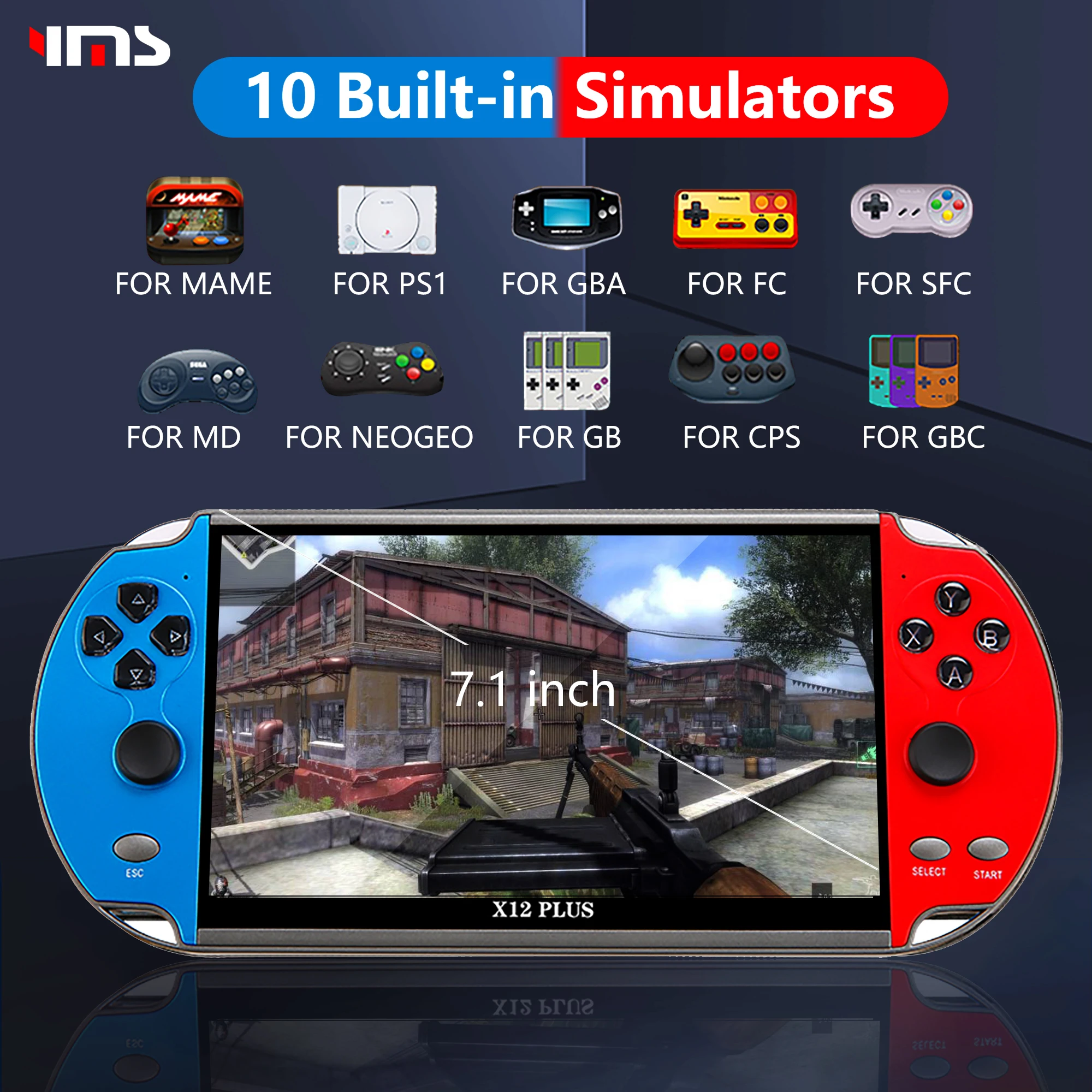 X7/X12 Plus วิดีโอเกมคอนโซล Built-In 10000เกม7.1/5.1/4.3นิ้วแบบพกพา Retro เกมคอนโซลคอนโซลวิดีโอเด็กของขวัญ