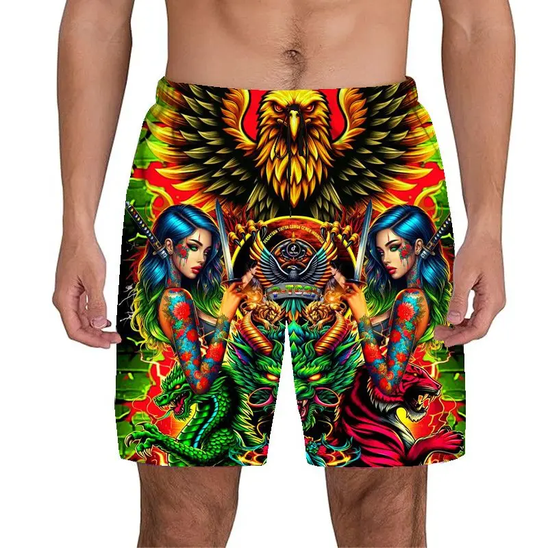 

Мужские шорты с 3D-принтом в мультяшном стиле, летние, свободные, повседневные, для пляжа и спорта