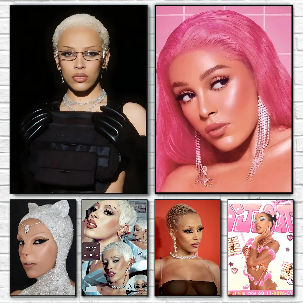 

D-Doja Cat Poster Self-adhesive Art Waterproof Paper Sticker Coffee House Bar Room Wall Decor