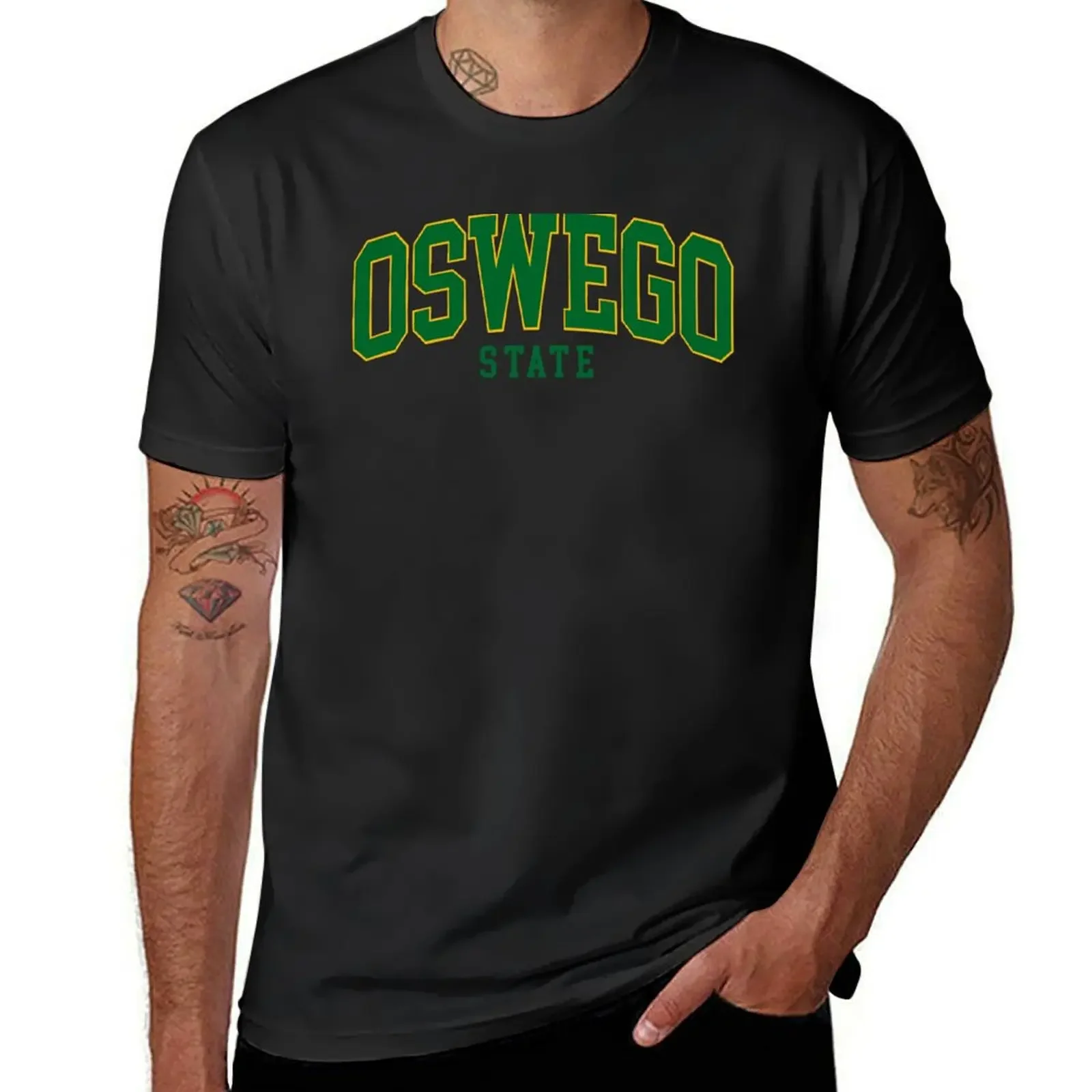 suny oswego - college font T-Shirt plus sizes vintage anime shirt boys whites plus size tops plain t shirts men