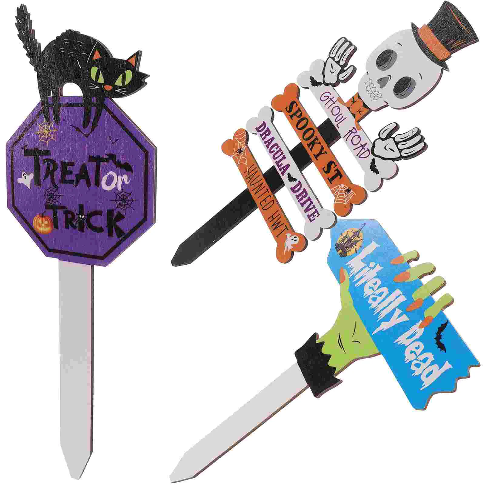 

3-х шт. знак для садовых украшений для вывески на Хэллоуин, уличный двор, лужайка с деревянной колышком