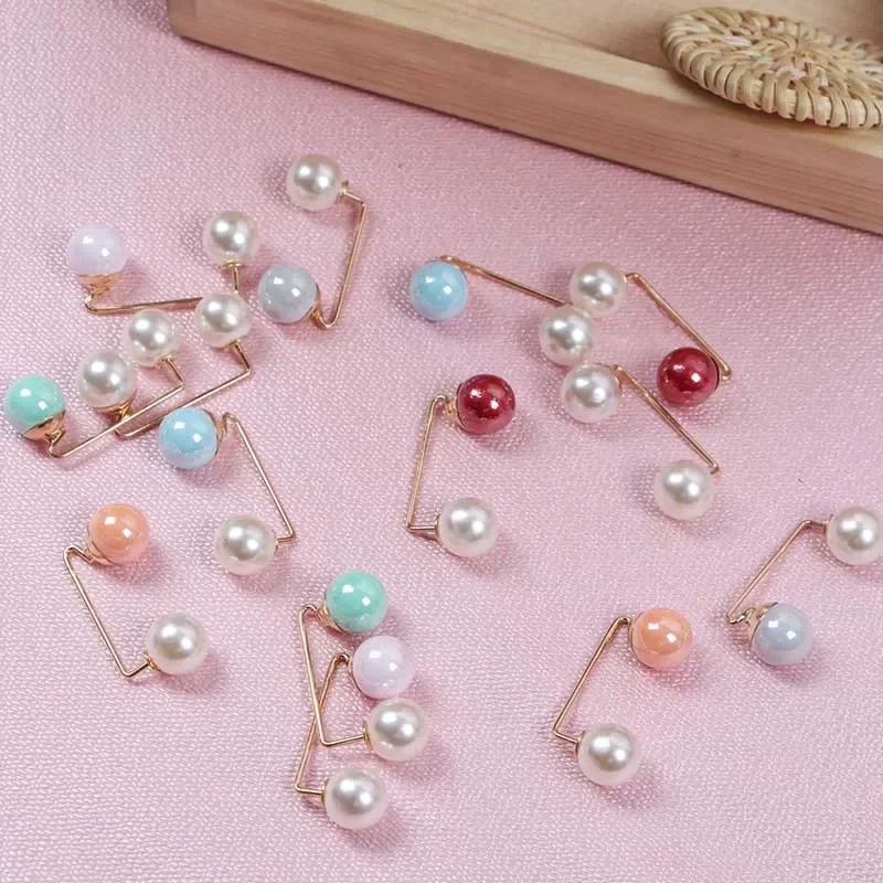 Double Pearl Brooch Snowflake Bow Decoration Accessories Enamel Needle Brooch Silk Scarf Buckle Pure Copper Fittings