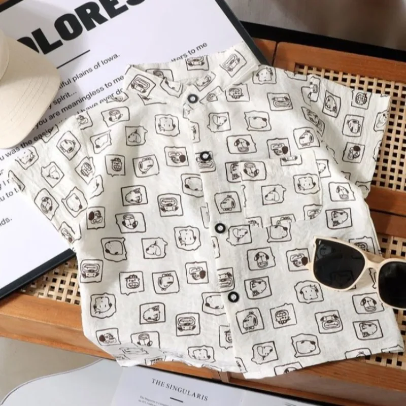 Floral Print Boys' Short Sleeve Lightweight Shirt for Summer 2026 Trendy Kids' Must Have