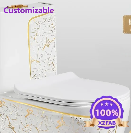 Factory Direct 2026 High Quality Cracked Gold Flush Toilet Household Siphon Large Diameter Deodorant Silent Ceramic Toilet