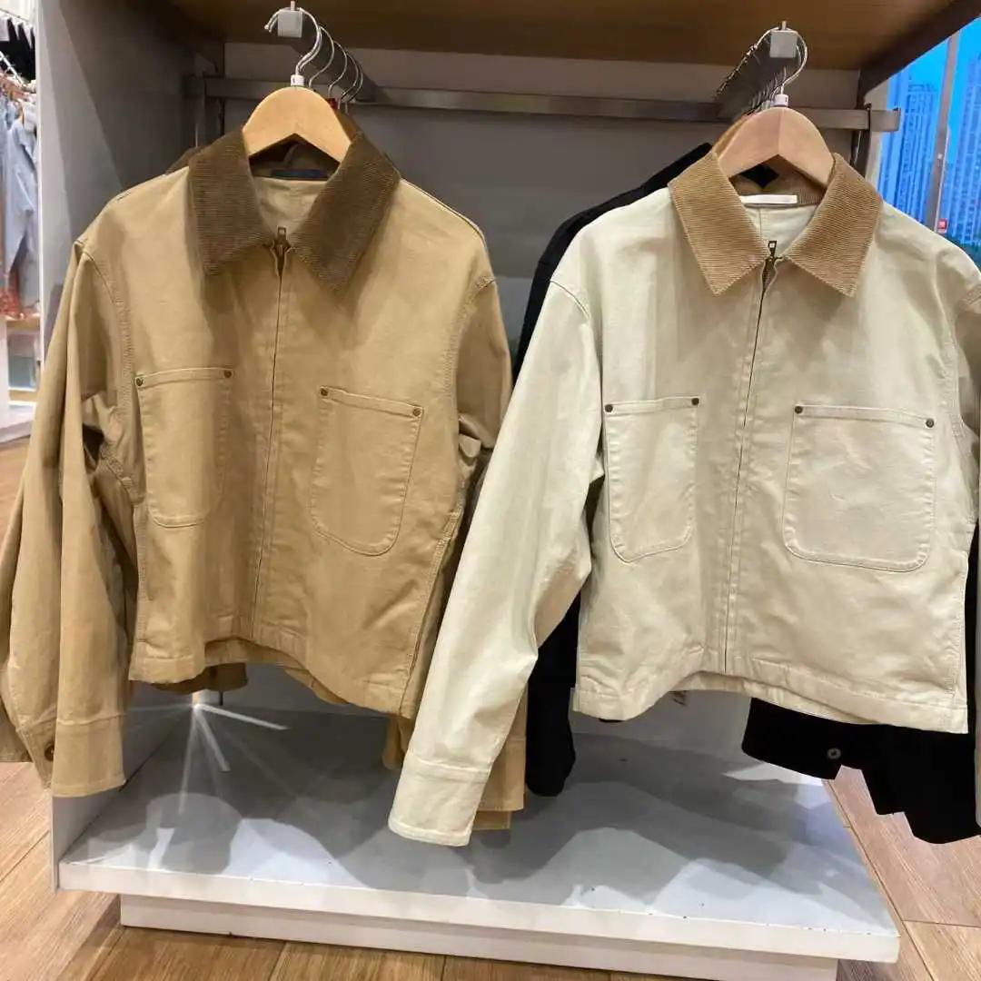 عارضة سستة سترة قصيرة الأزياء طوق منتصف الوزن طويلة الأكمام القطن مزيج المرأة الخريف نمط جديد النمط الكوري الياباني #4