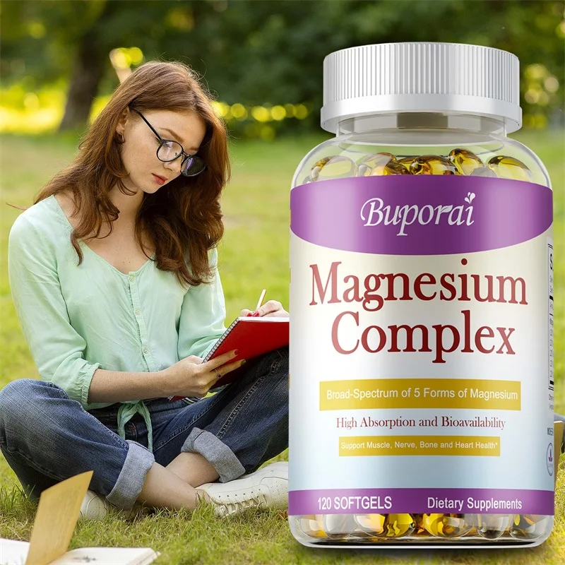 

Magnesium Complex Capsules - Brighten Skin Tone, Improve Sleep, Support Muscle, Bone, Heart Health, Enhances Immunity