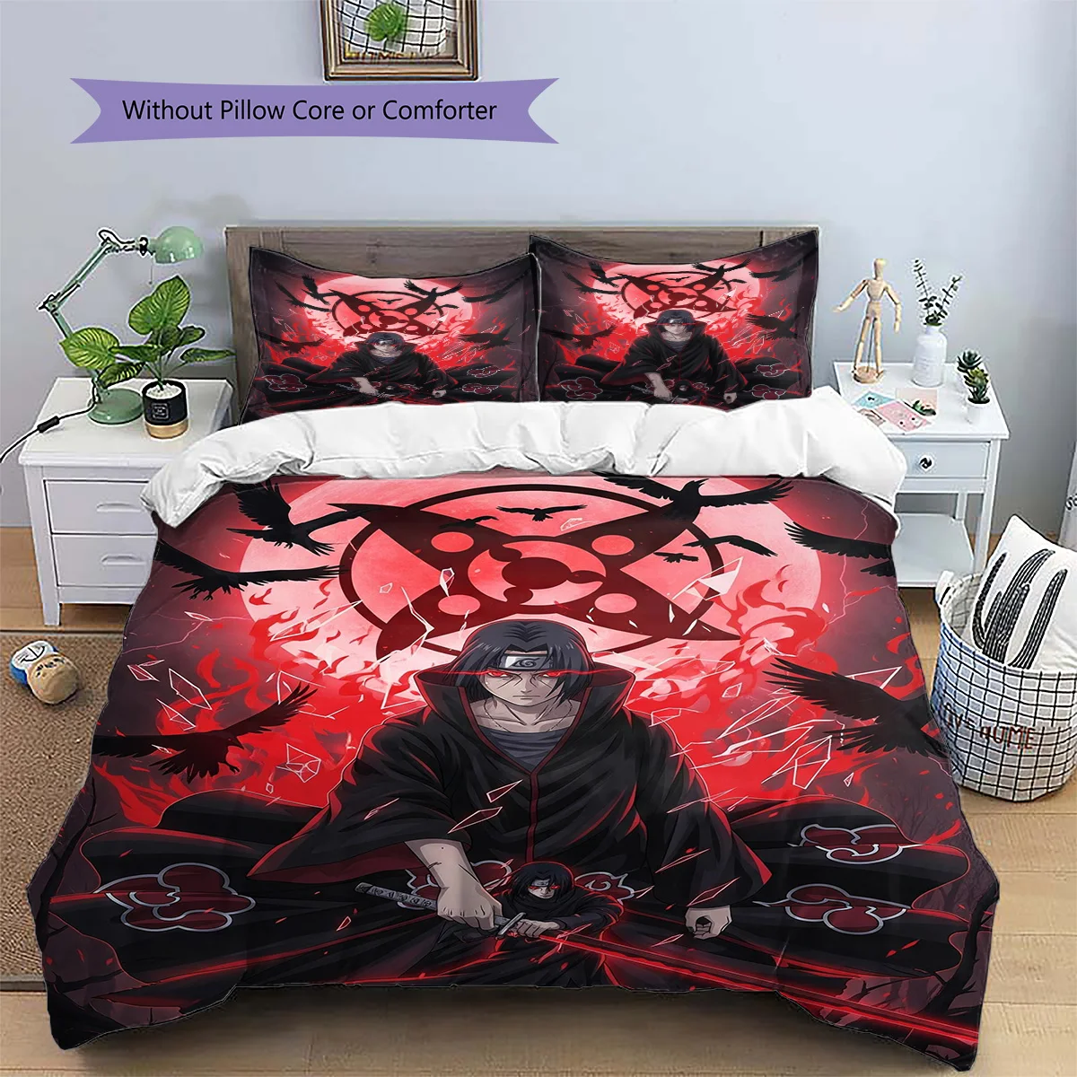 Itachi Uchiha Patterned Pillowcase & Duvet Cover Set Bedroom Premium Bedding Decor Great Holiday Gift for Lovers.-TING