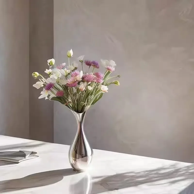 15X7CM stainless steel vase - for living room dining table entrance home decoration flower arrangement container