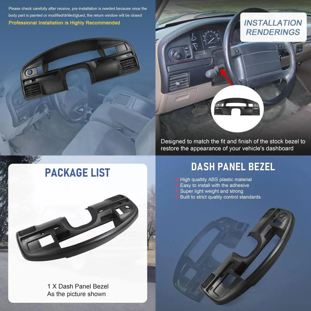 

JDMSPEED Instrument Dash Cluster Bezel Dash Panel Replacement Compatible with (Diesel Engines Only) 1994-1997 Ford F250 F350 F S