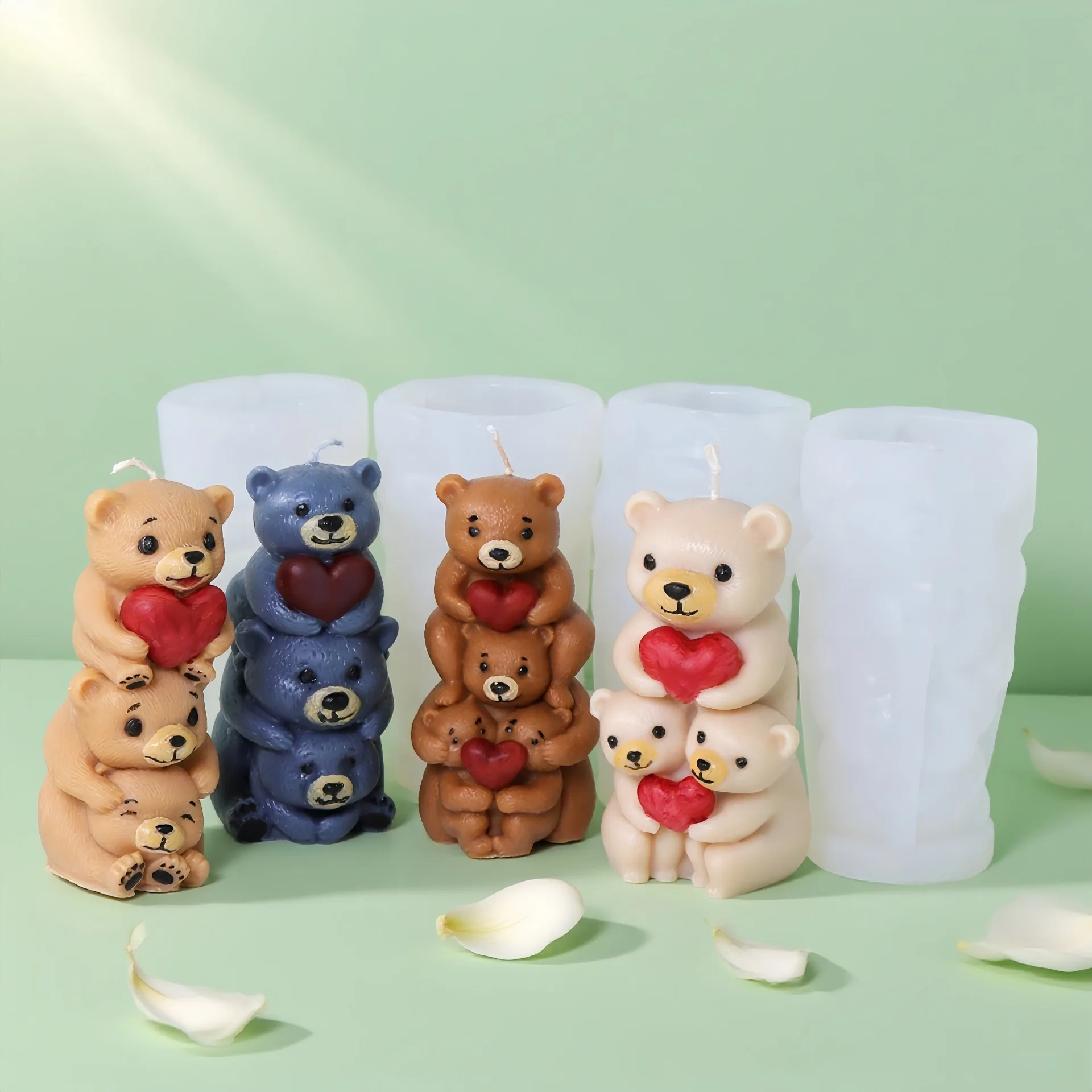 3D Teddy Bear Candle Silicone Mold for Stacking Aroma Candle Plaster Resin Clay DIY Craft Scented Gypsum Cake Baking Tools