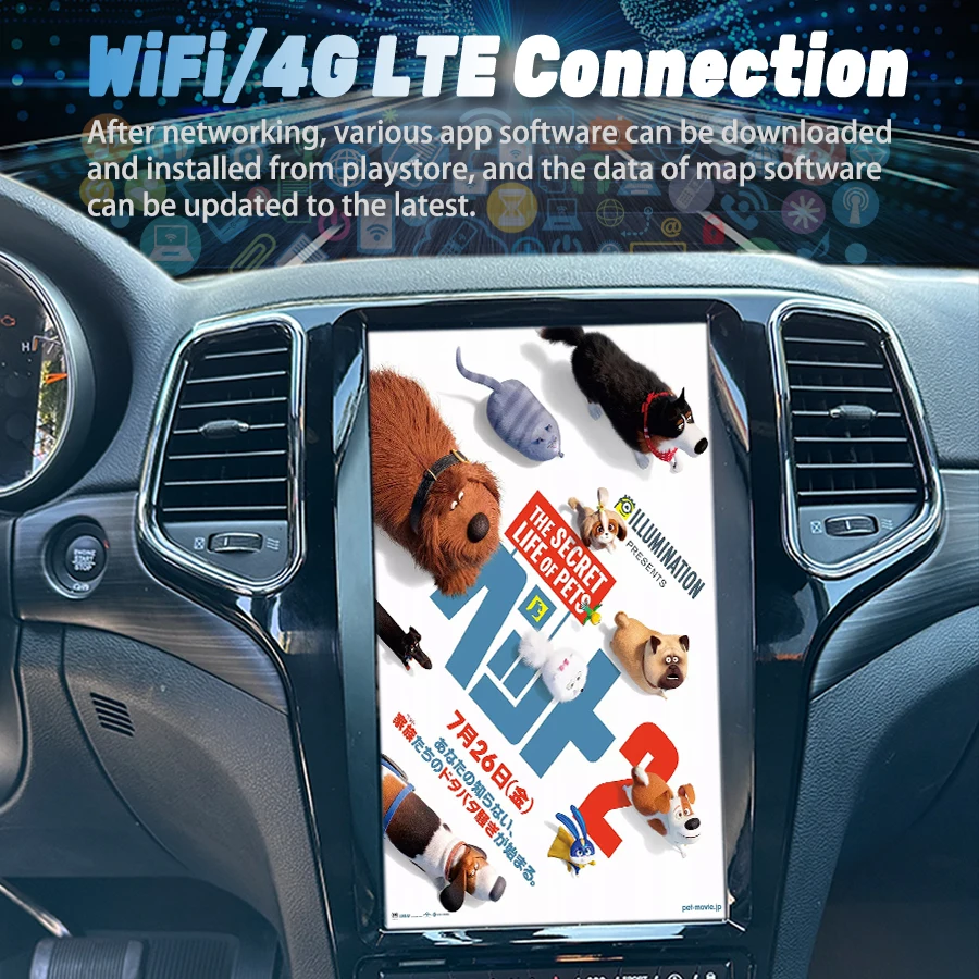 13.6inch For Jeep Grand Cherokee 2014-2020 Android Radio QLED Screen GPS Car Multimedia Video Player Stereo 4G Head Unit CarPlay