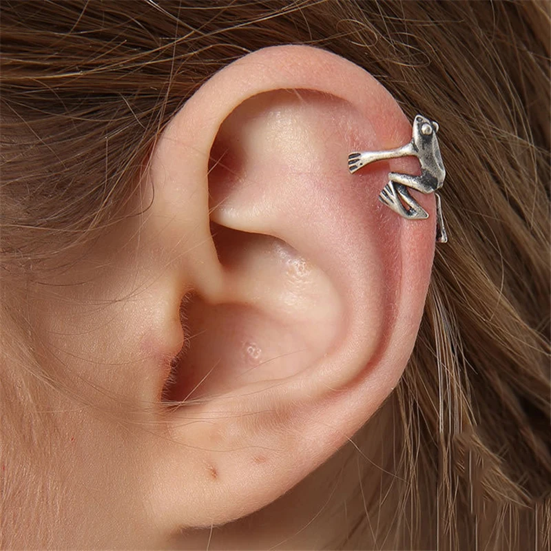 YIZIZAI 925 Sterling Silver Realistic Animal Frog Ear Cuffs For Women Men No Piercing Fake Cartilage Earrings Ear Bone Clip Stud