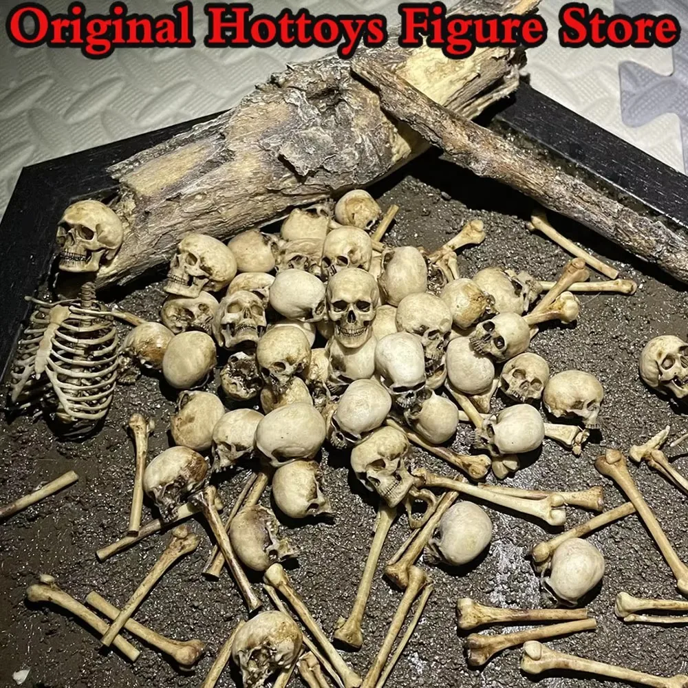 En stock: Accesorios de escena de soldado a escala 1/12, utilería de calaveras y esqueletos estilo Halloween, compatibles con figuras de acción de 7 pulgadas.