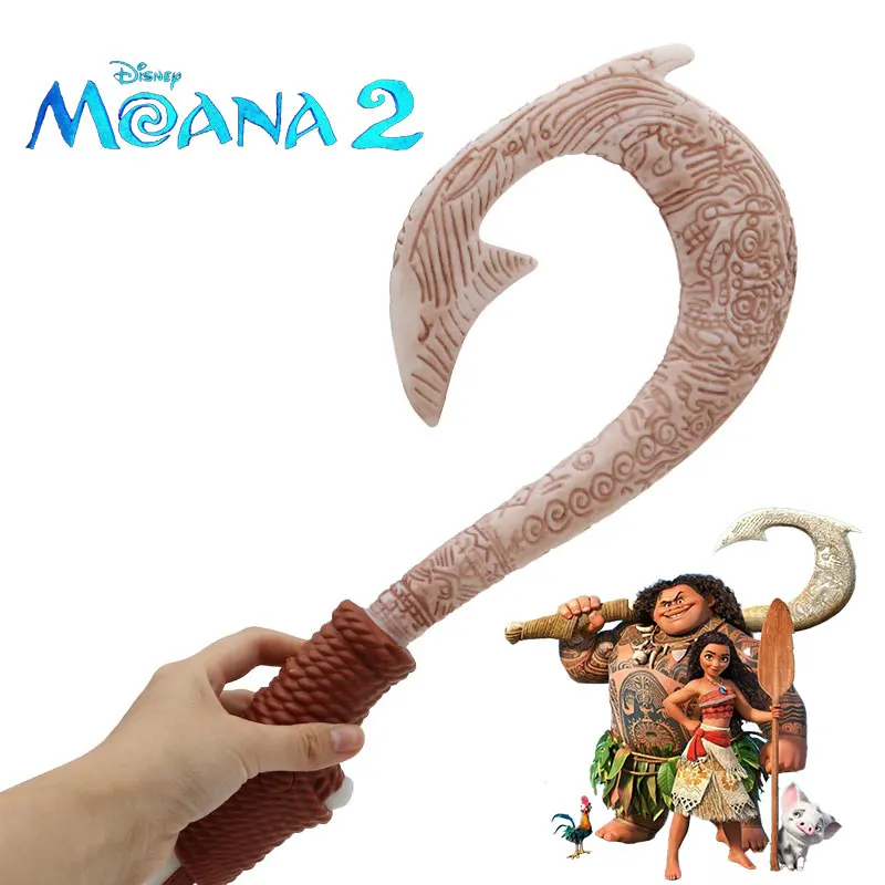 2024 Disney Moana 2 Cartoon Anime Fish Hook Knife with Light Maui Weapon Figures Toys 42cm Peripheral for Children Birthday Gift