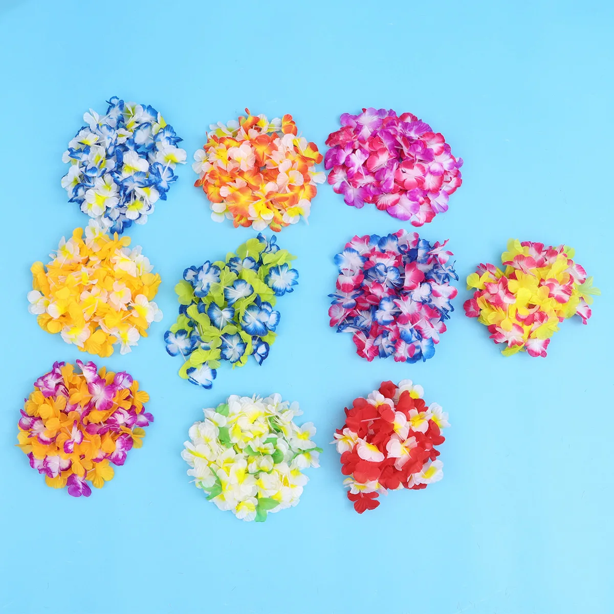 

2 Color Wreath Set Hawaii Party Decorations Artificial Flower Garland Kit for Birthday Luau Festive Dual Tone Elastic