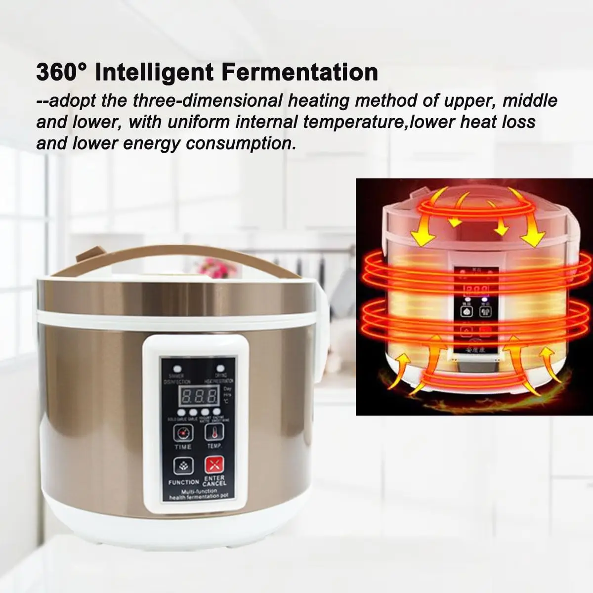 5L Multi-functional Health Fermentation Pot Black Garlic Fermenter 110V Automatic Intelligent Fermenter for Yogurt Enzyme Natto