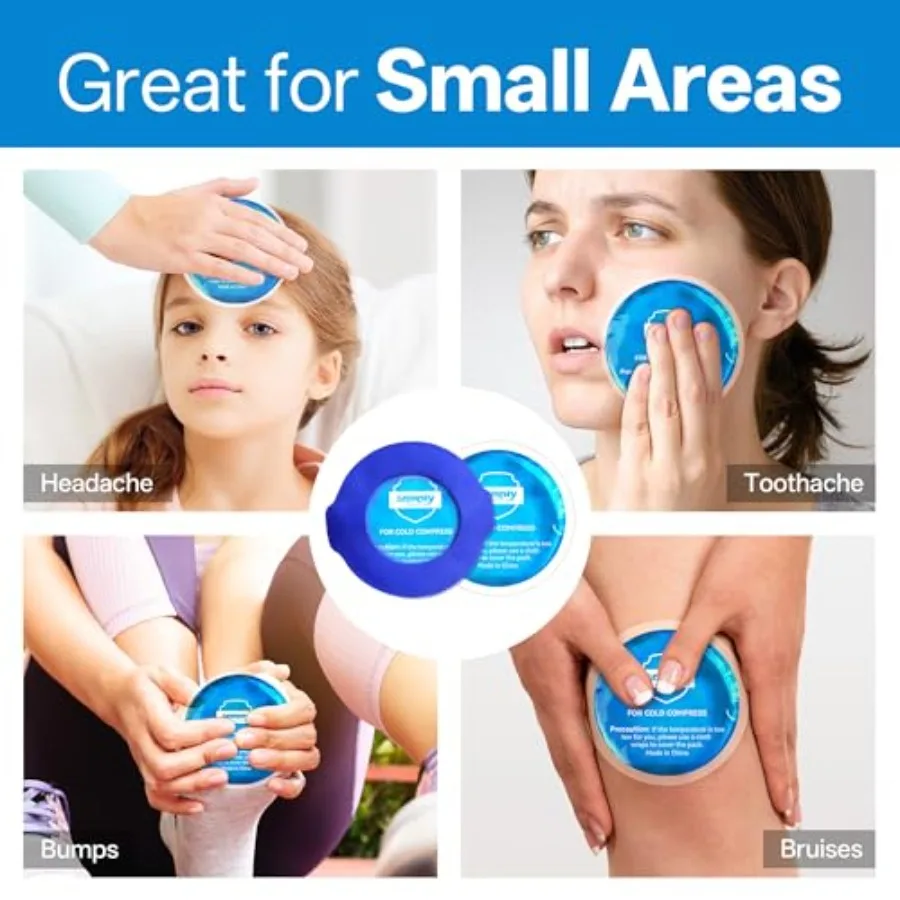 Small Gel Ice Packs for Boo Boos, Cold Packs for Injuries Reusable Pain Relief, Headaches and Toothaches, Eyes, Face, Pack Mini