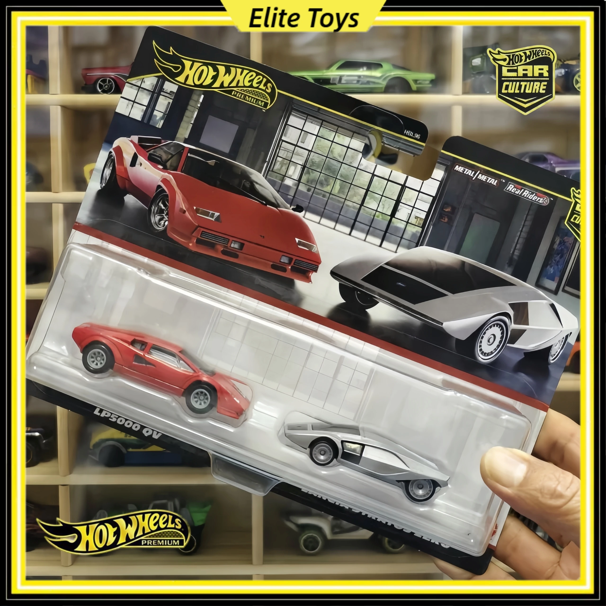 Hot Wheels Premium Car Culture 2-Packs Set Lamborghini Countach Lancia 1:64 Scale Diecast Car Model Vehicle Collectible Toy Gift