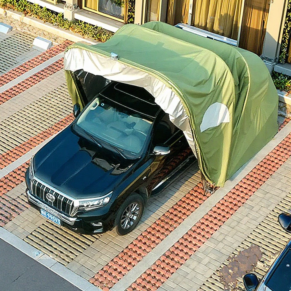 Modern Portable Carport Tent With Top Canopy Cover Heat Treated Metal Frame For Outdoor Car & Motorcycle Parking Garage Storage